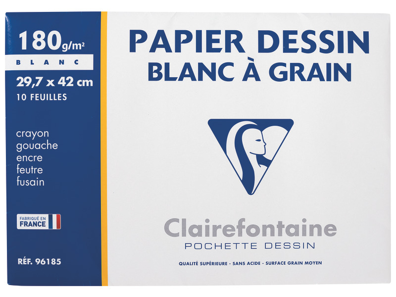 blanc A3 Clairefontaine Grains Papier à dessin Pad 180 g 