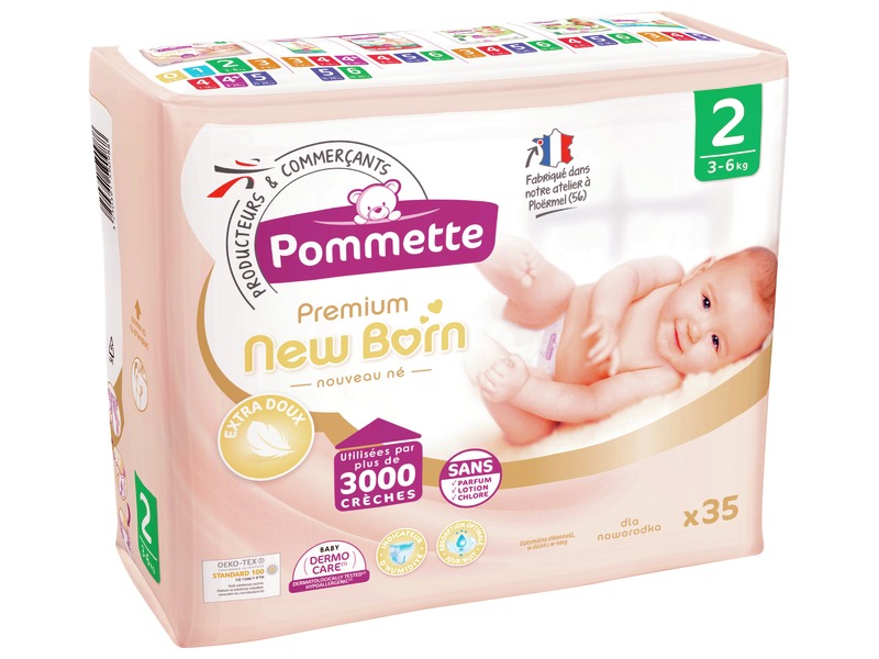 Couches Pommette Newborn T1 - 2/5 kg - 1 paquet | Achetez sur Everykid.com
