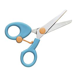 Ciseaux à Anneaux Pour Enfants - Sécurité, Ouverture Automatique - 14 Cm, Acier Inoxydable Vert - Idéal école, Bricolage, Apprentissage Découpe - Adapté Petites Mains