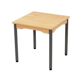 TABLE EN HÊTRE MASSIF NATURE - PIÉTEMENT MÉTAL - Carré 60x60 cm