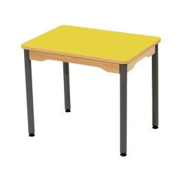 TABLE PLATEAU STRATIFIÉ - PIÉTEMENT MÉTAL GRIS - Rectangle 70x50 cm