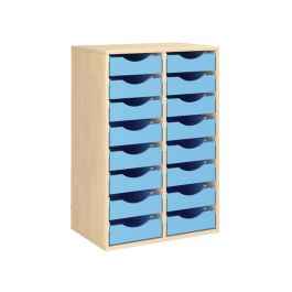 MEUBLE MÉLAMINÉ H: 102 cm - L: 70,5 cm 16 bacs bois sur rails