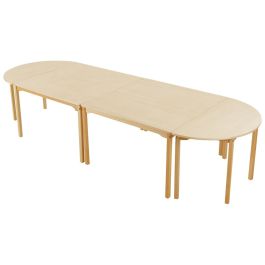 GRANDE TABLE DE RÉUNION OVALE - PLATEAU STRATIFIÉ AVEC PIÈTEMENT BOIS