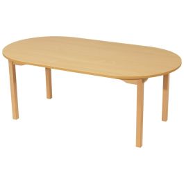 TABLE PLATEAU STRATIFIÉ - PIÉTEMENT EN BOIS - Ovale 150x80 cm