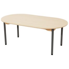 TABLE PLATEAU STRATIFIÉ - PIÉTEMENT MÉTAL GRIS - Ovale 150x80