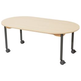 TABLE PLATEAU STRATIFIÉ - PIÉTEMENT À ROULETTES - Ovale 150x80 cm