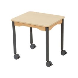 TABLE PLATEAU STRATIFIÉ - PIÉTEMENT À ROULETTES - Rectangle 60x50 cm