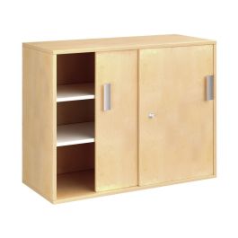 MEUBLE MÉLAMINÉ H: 81 cm - L: 105 cm 2 portes coulissantes, 2 étagères