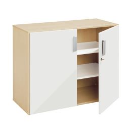 MEUBLE MÉLAMINÉ H: 81 cm - L: 105 cm 2 portes, 2 étagères