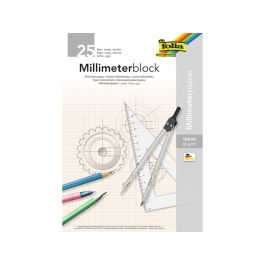 BLOC DE FEUILLES DE PAPIER MILLIMÉTRÉ 21x29,7 cm - 25 feuilles