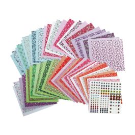 SET ORIGAMIVELLEN + STICKERS 70 g Fleurige motieven