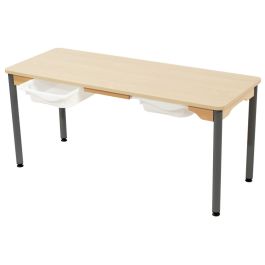 TABLE PLATEAU STRATIFIÉ + BACS - PIÉTEMENT MÉTAL GRIS - Rectangle 130x50 cm