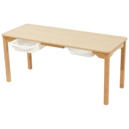 TABLE PLATEAU STRATIFIÉ + BACS - PIÉTEMENT BOIS - Rectangle 130x50 cm