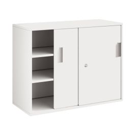 MEUBLE MÉLAMINÉ H: 81 cm - L: 105 cm 2 portes coulissantes, 2 étagères