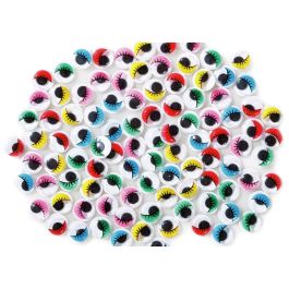 YEUX MOBILES ADHÉSIFS DE COULEURS avec cils