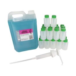 COLLE BLEUE 5 LITRES + 30 FLACONS VIDES
