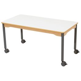 TABLE PLATEAU STRATIFIÉ - PIÉTEMENT À ROULETTES - Rectangle 120x60 cm