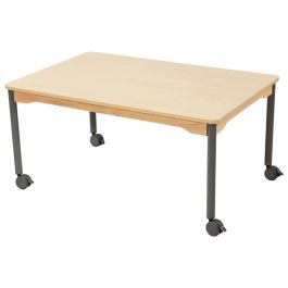 TABLE PLATEAU STRATIFIÉ - PIÉTEMENT À ROULETTES - Rectangle 120x80 cm