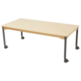 TABLE PLATEAU STRATIFIÉ - PIÉTEMENT À ROULETTES - Rectangle 160x80 cm