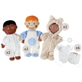 MAXI LOT 6 bébés Sweety en tenue, couche et body