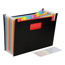 Classeur Extensible A4 37 Poches - Organiseur Accordéon Multicolore Avec Couvercle Et étiquettes A-Z