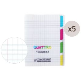 LOT DE 5 CAHIERS POLYPRO À INDEX 4 en 1 - 17x22 cm - 140 pages Séyès