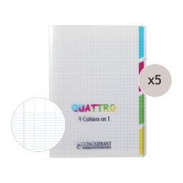 LOT DE 5 CAHIERS POLYPRO À INDEX 4 en 1 - 24x32 cm - 140 pages Séyès