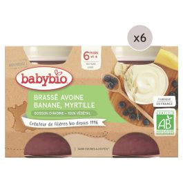 MAXI LOT PETITS POTS BIO Brassé végétal avoine, banane et myrtille - 12 x...