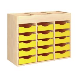 MEUBLE MÉLAMINÉ H: 81 cm - L: 105 cm 15 bacs bois sur rails