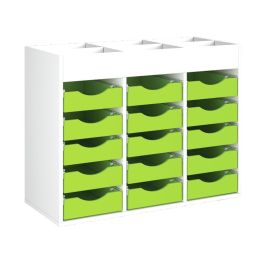 MEUBLE MÉLAMINÉ H: 81 cm - L: 105 cm 15 bacs bois sur rails