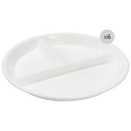 VAISSELLE EN VERRE TREMPÉ BLANC Assiettes 3 compartiments