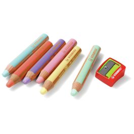 CRAYONS DE COULEUR AQUARELLABLE MINE EXTRA-LARGE STABILO Woody 3 in 1 x6 Pastel