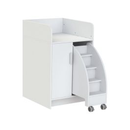 MEUBLE À LANGER KAZÉO 70 cm avec 3 étagères, 1 porte et 1 escabeau