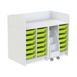 MEUBLE À LANGER KAZÉO 140 cm 18 stop-bacs et 1 escabeau