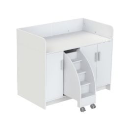 MEUBLE À LANGER KAZÉO 140 cm 9 étagères, 3 portes et 1 escabeau