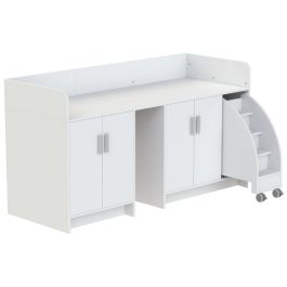MEUBLE À LANGER KAZÉO 206 cm 12 étagères 4 portes et 1 escabeau