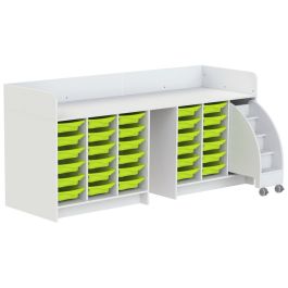 MEUBLE À LANGER KAZÉO 240 cm 30 stop-bacs et 1 escabeau