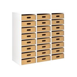 MEUBLE MELAMINÉ H: 102 cm - L: 105 cm 24 bacs carton - 21 étagères