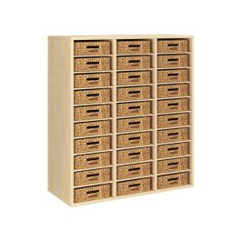 MEUBLE MÉLAMINÉ H: 118 cm - L: 105 cm 30 paniers - 27 étagères
