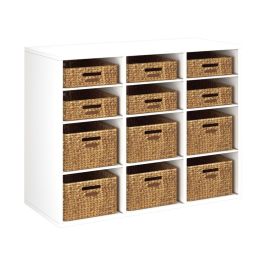 MEUBLE MELAMINE H: 81 cm - L: 105 cm 2 paniers - 9 étagères