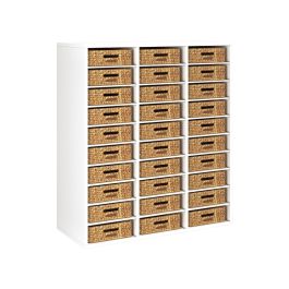 MEUBLE MÉLAMINÉ H: 118 cm - L: 105 cm 30 paniers - 27 étagères