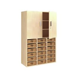 MEUBLE MÉLAMINÉ H: 162 cm - L: 105 cm 18 paniers - 18 étagères et 2 portes