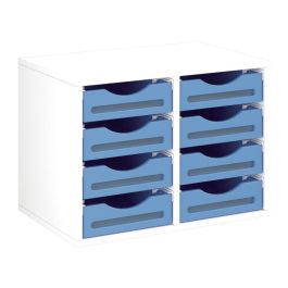 MEUBLE MÉLAMINÉ H: 51 cm - L: 70,5 cm 8 bacs bois sur rails