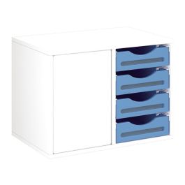 MEUBLE MÉLAMINÉ H: 51 cm - L: 70,5 cm 8 bacs bois sur rails