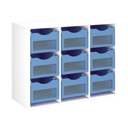 MEUBLE MÉLAMINÉ H: 81 cm - L: 105 cm 9 bacs bois sur rails