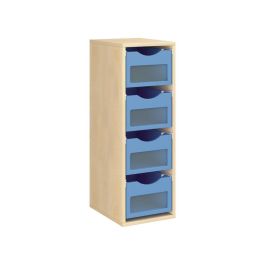 MEUBLE MÉLAMINÉ H: 102 cm - L: 36 cm 4 bacs bois sur rails
