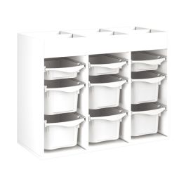MEUBLE MÉLAMINÉ H: 81 cm - L: 105 cm 9 bacs plastique sur rails