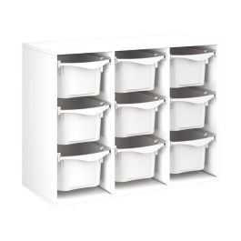 MEUBLE MÉLAMINÉ H: 81 cm - L: 105 cm 9 bacs plastique sur rails
