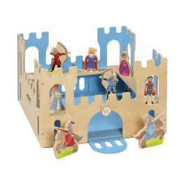 CHÂTEAU COFFRE ET 8 FIGURINES EN BOIS