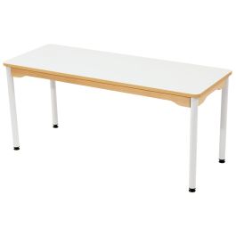 TABLE PLATEAU STRATIFIÉ - PIÉTEMENT MÉTAL BLANC - Rectangle 130x50 cm